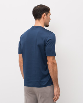 Enrico Mandelli Blue t-shirt with logo patch 3K052A5677