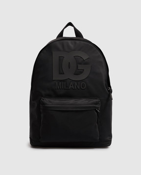 Dolce&Gabbana Children's black backpack with textured monogram EM0074A0567