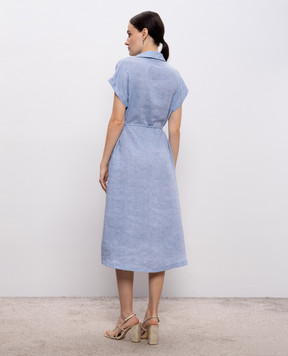 Peserico Blue linen midi dress S02412A02600