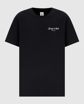 Sporty & Rich Black straight-cut T-shirt with NY logo print TO11971329BA02