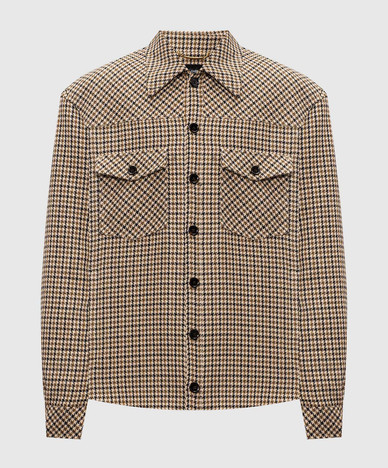 Beige wool shirt jacket
