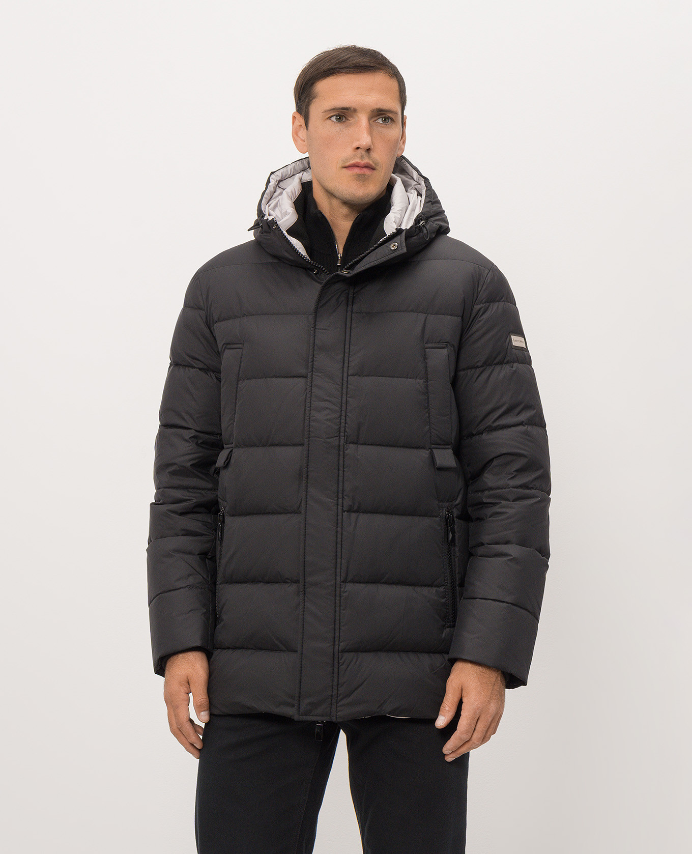 Black down jacket with logo patch Be Florence 3