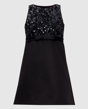 Casablanca Black mini dress with floral applique WAW25DR18502