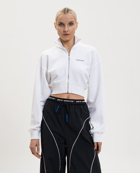 Off-White White cropped sweatshirt with floral emblem print 2BE006S26FLE001