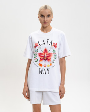 Casablanca White T-shirt with Casa Way Orchid print MSP26JTS00115