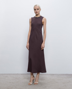Brunello Cucinelli Burgundy midi dress with linen MH126AFR61