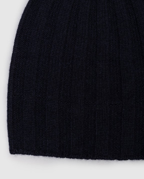 Pini Parma Blue ribbed cashmere hat CUFFIABL