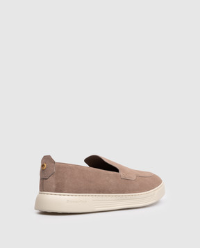 Stefano Ricci Brown suede slip-ons with logo UV50G2391SDP