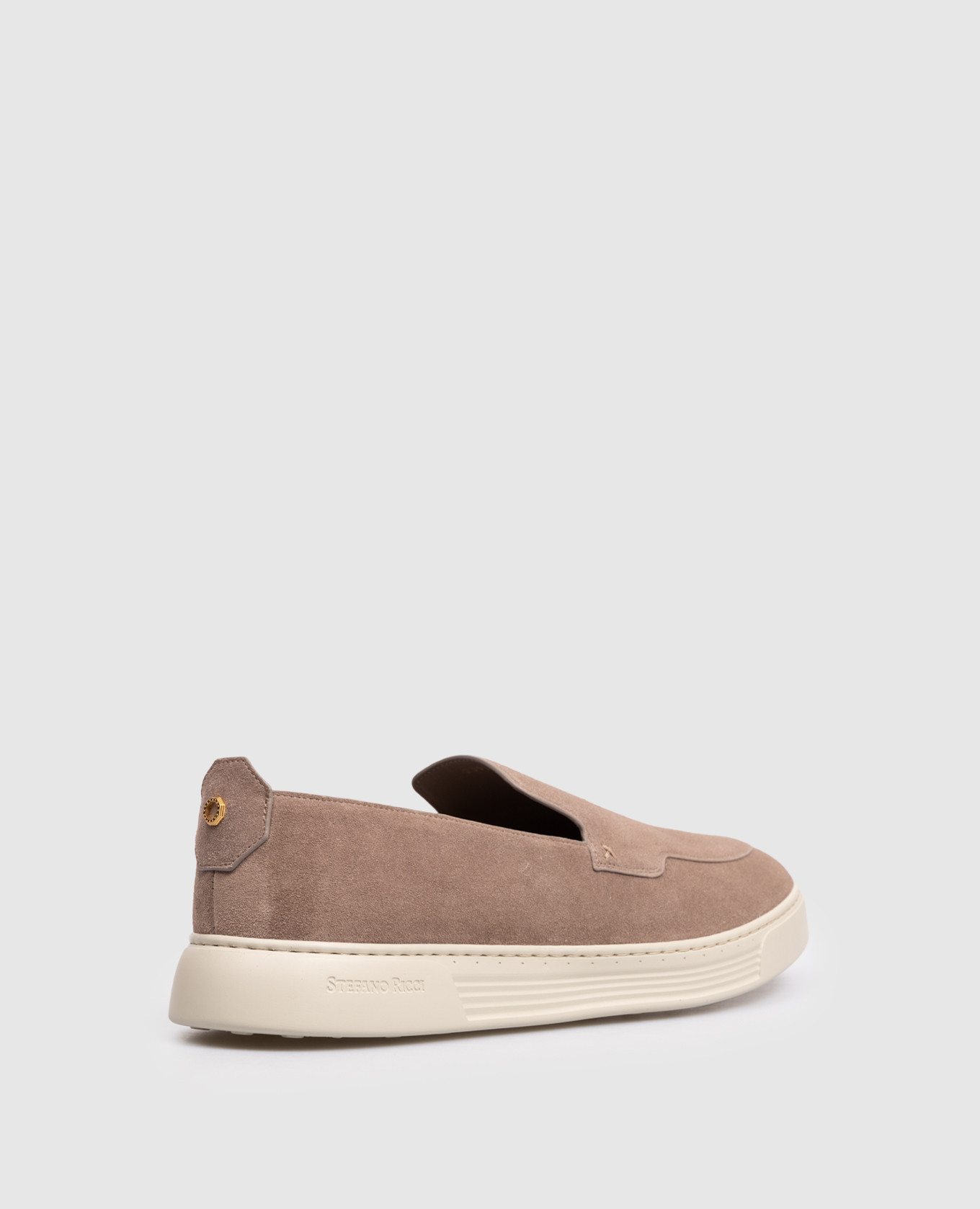 

Brown suede slip-ons with logo Stefano Ricci