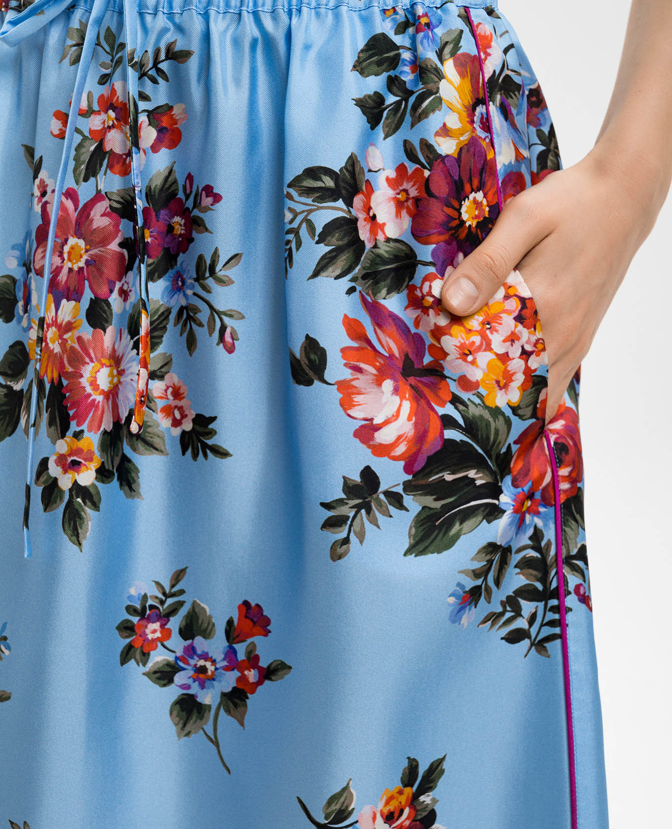 Blue silk skirt with floral print Dolce&Gabbana 4