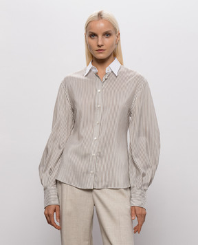 Brunello Cucinelli Ivory striped silk blouse MG711M1Q16