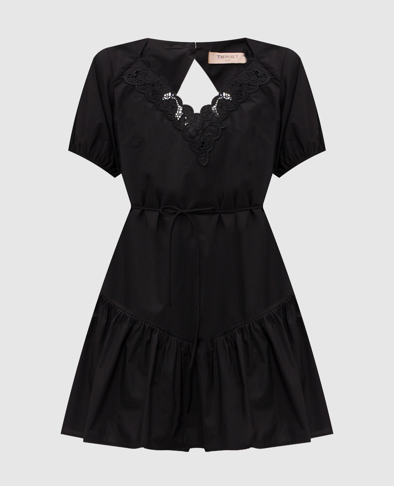 Black mini dress with broderie embroidery Twinset
