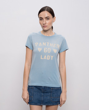 Valentino Panther Lady blue t-shirt with vintage effect 8B3MG24Y9GL