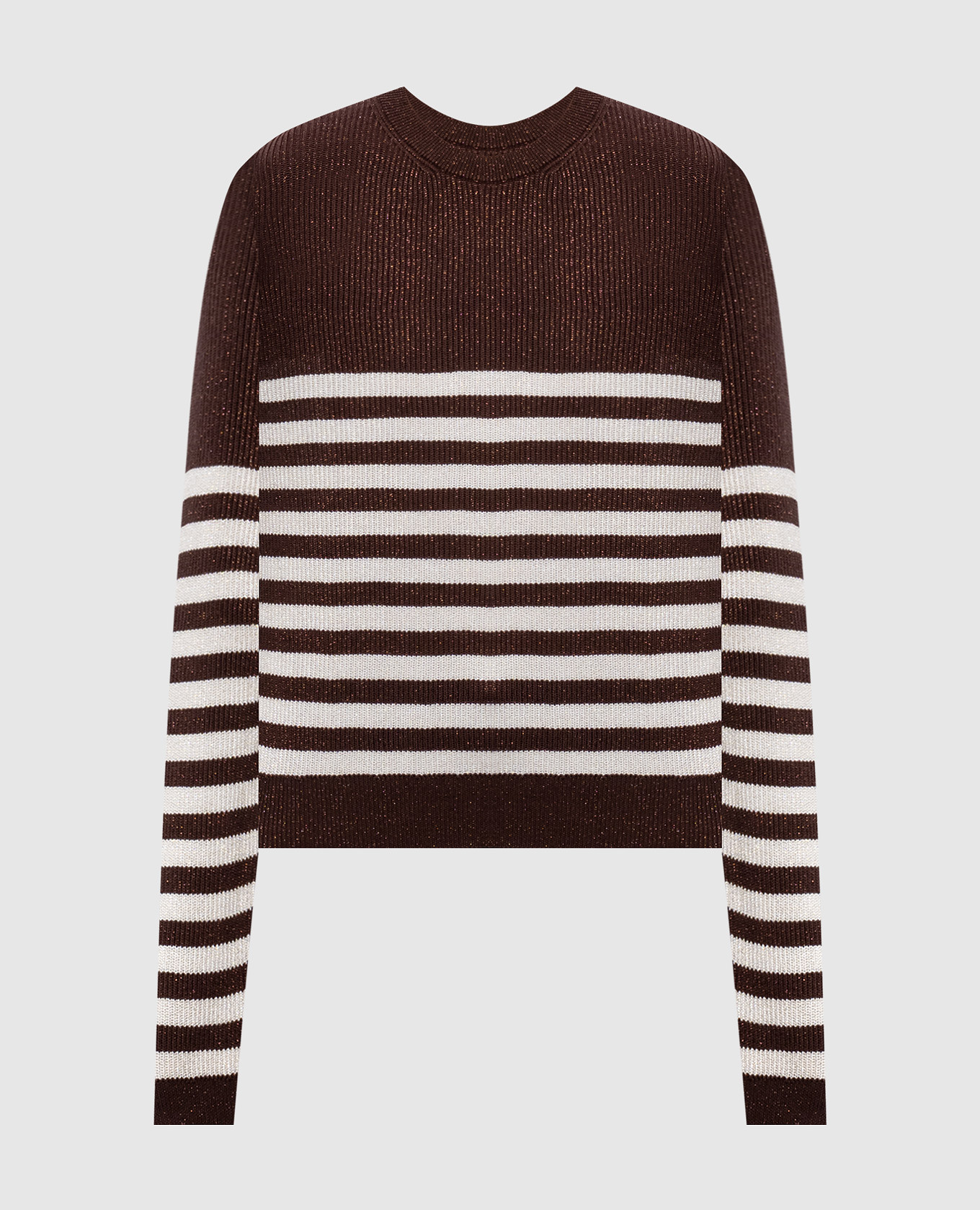 Brown striped jumper with lurex Brunello Cucinelli