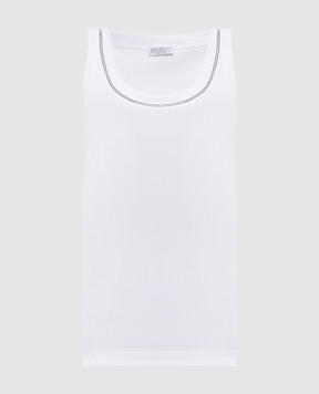 Brunello Cucinelli White ribbed top MG902BW710