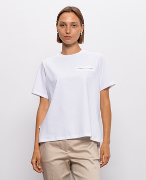 Peserico White T-shirt with a monil chain A06890J000079