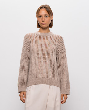 Peserico Beige openwork sweater with wool A99247F05G9100