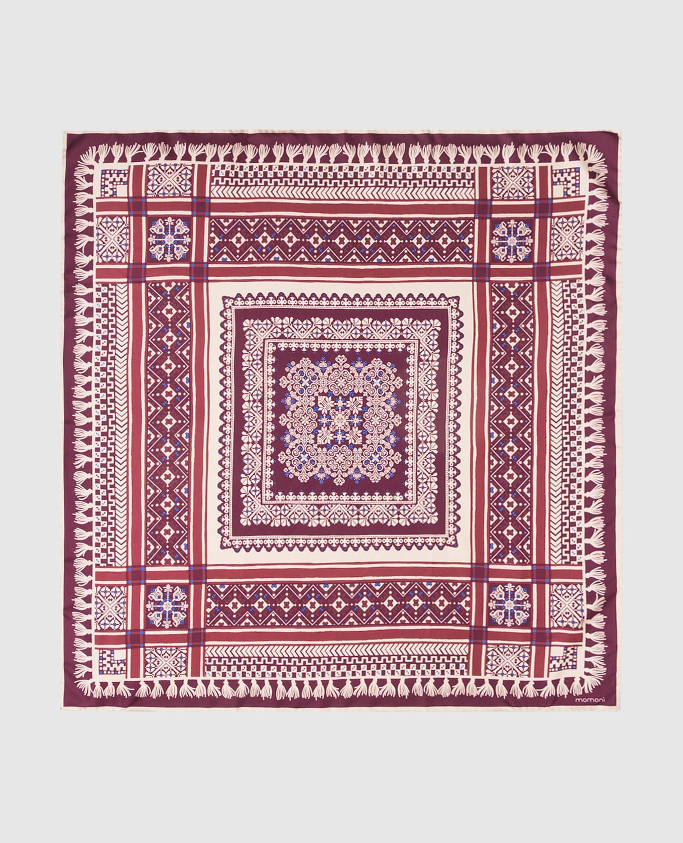 Nipponia burgundy silk scarf