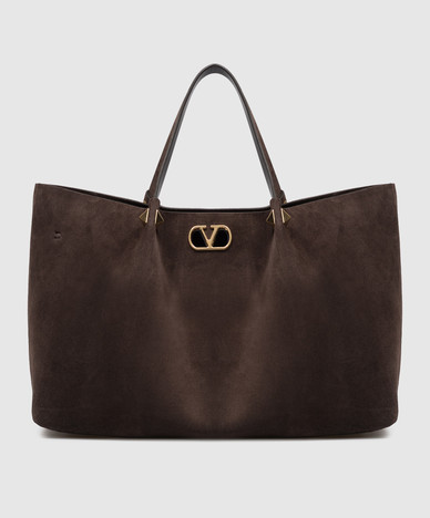 Braune Wildledertasche mit V-Logo