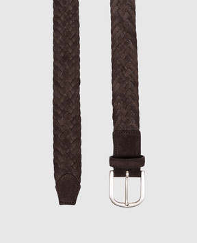 Canali Brown suede braided belt KB0053550C