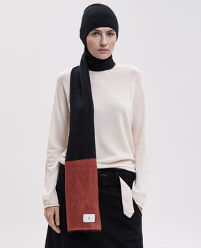 Y`S Yamamoto Black cashmere hooded scarf YWA14194