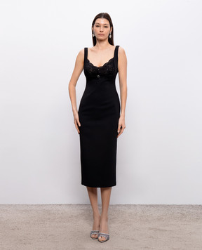 Nissa Black dress with lace insert RS16470
