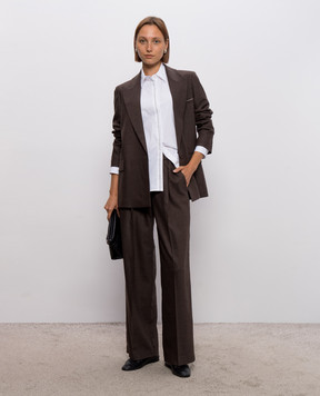 Peserico Brown wool and cashmere pants A0480903358