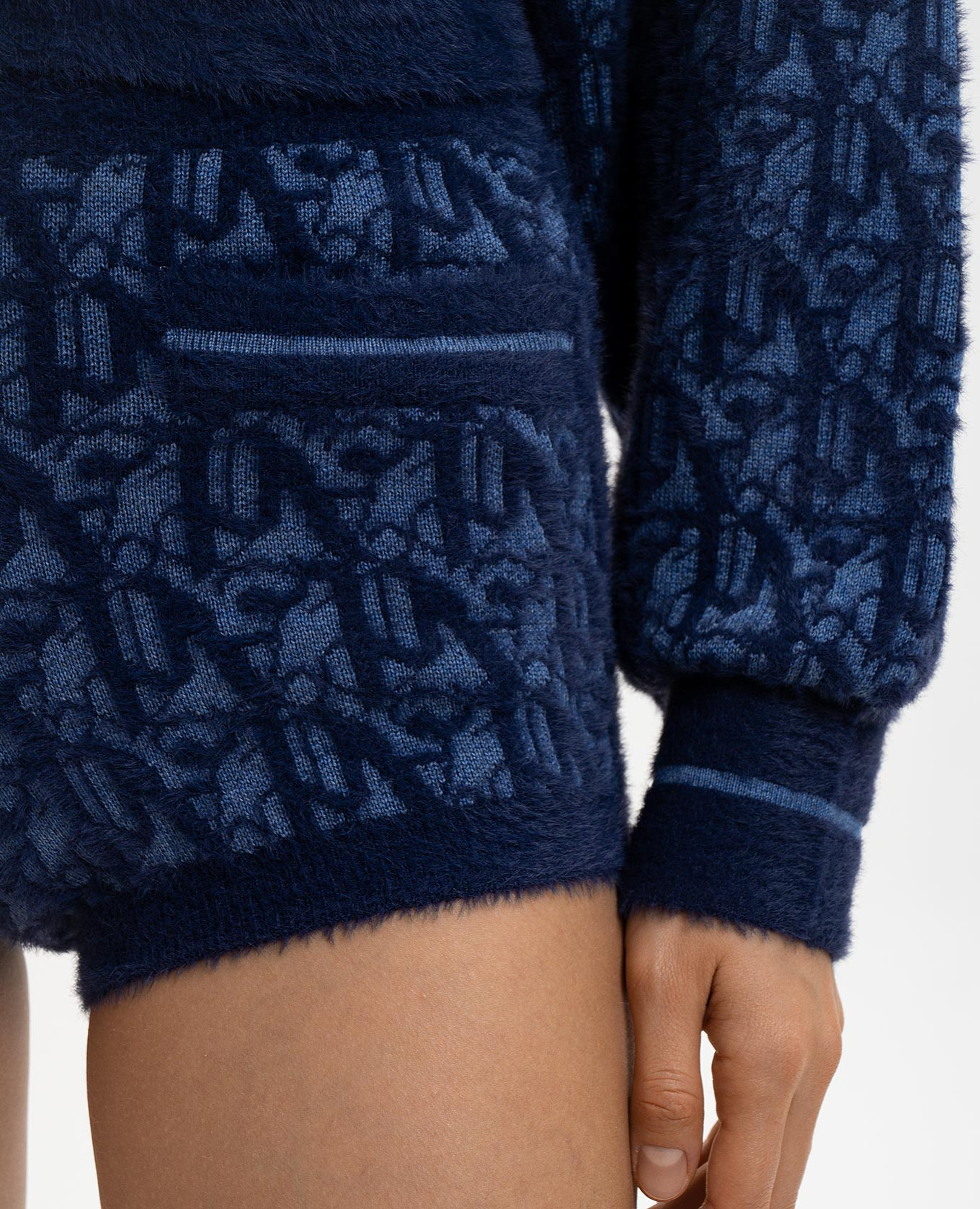 Blue shorts with patterned wool Palm Angels 5