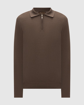 Doriani Cashmere Brown wool, silk and cashmere polo shirt 18057ZIP79