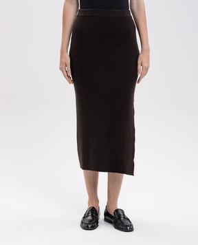 Allude Brown wool and cashmere skirt 26517081