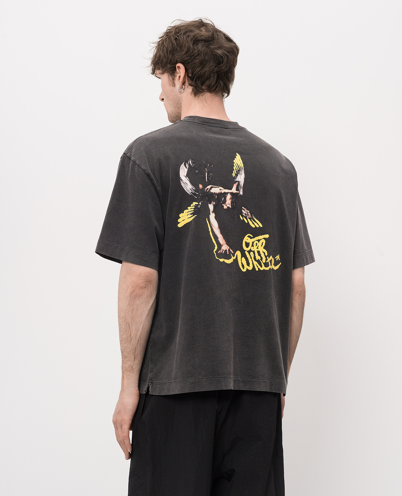 Gray T-shirt with Fallen Caravaggio print Off-White 4