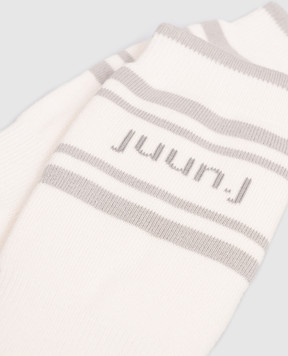 Juun.j Beige insulated socks with logo pattern JC61KTP020
