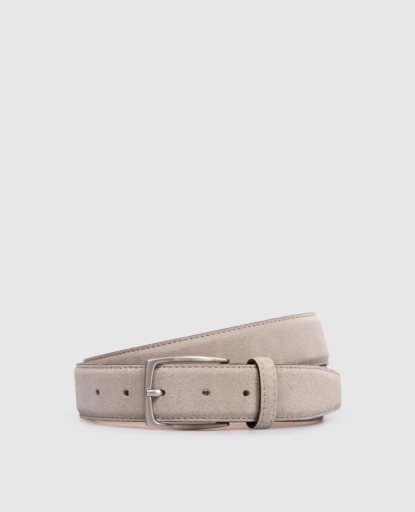 Grey suede belt with logo