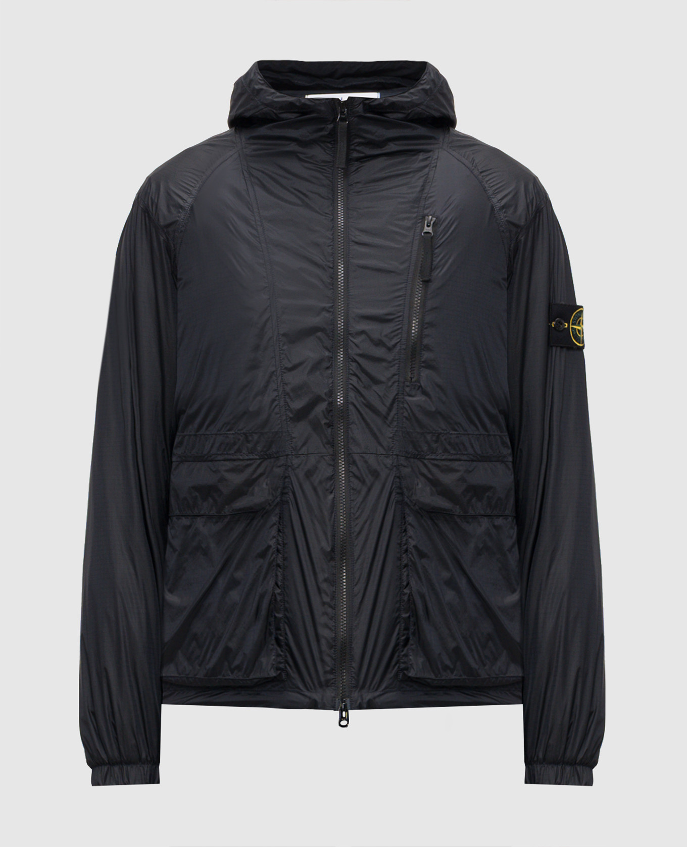 

Black windbreaker with logo patch Stone Island