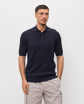Brunello Cucinelli Blue ribbed polo shirt M29400025