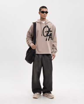 Off-White Beige hoodie with logo print 44MBB12MS26F008