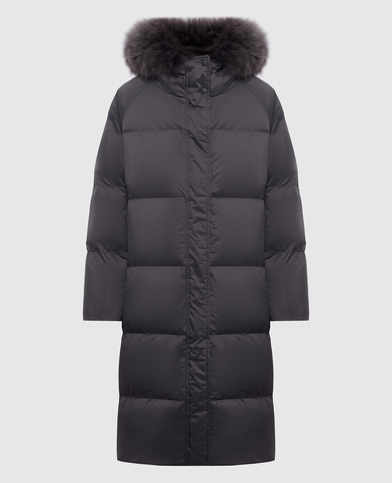 Gray down jacket with fur