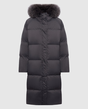 Yves Salomon Army Gray down jacket with fur 27WFM01306U04W
