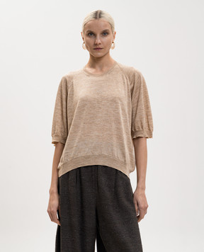 BOBOUTIC Beige cashmere, silk and linen T-shirt 5001