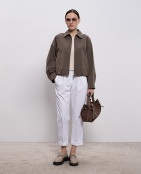 Peserico White pants with a patch A04987T2302481