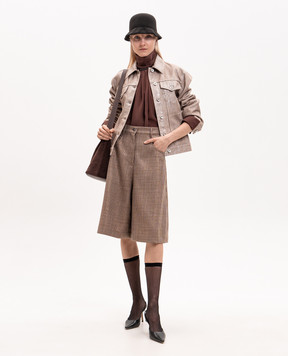 Brunello Cucinelli Brown silk blouse with monil chain MP993B1G04