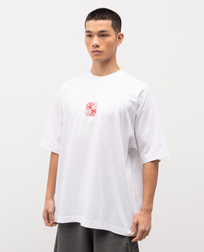 Vetements White BIKER CROSS T-shirt with logo print ME76TR178W