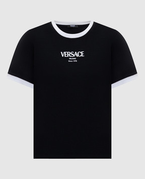 Versace Black t-shirt with logo print 10226561A16685
