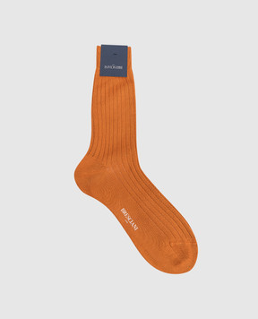 Bresciani Brown ribbed socks with logo MC034UN0004XX