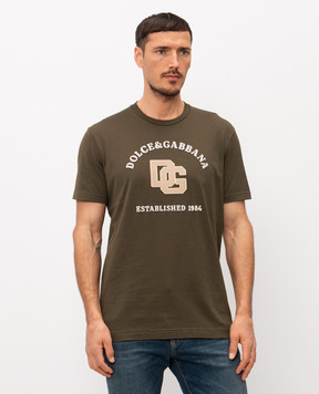 Dolce&Gabbana Khaki T-shirt with embroidered logo G8RN8ZG7PPA