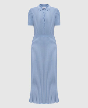 Gabriela Hearst Blue Amor silk and cashmere dress 2269403A003
