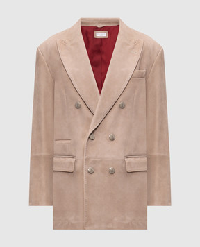Brunello Cucinelli Beige suede double-breasted jacket MPCAO2075