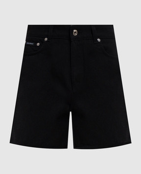 Dolce&Gabbana Black denim shorts with logo FTC8QDG8OU3