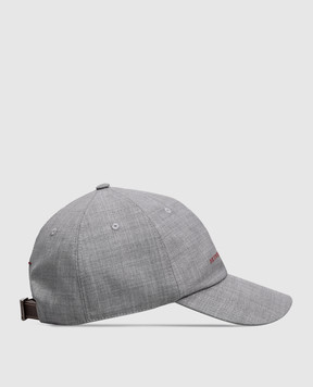 Brunello Cucinelli Grey wool cap with logo embroidery M032P9850