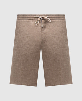 Brett Johnson Brown shorts made of wool, silk and linen in a pattern SS26P18LP326MOC